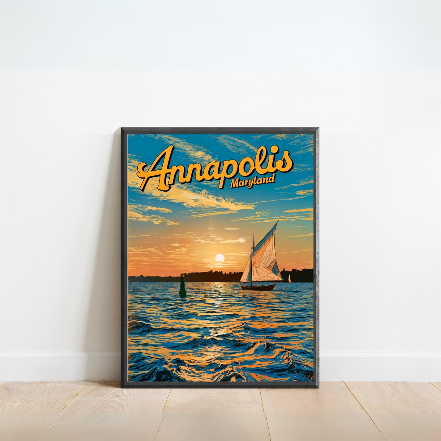 Annapolis Vintage Travel Poster - Sailing into Maryland