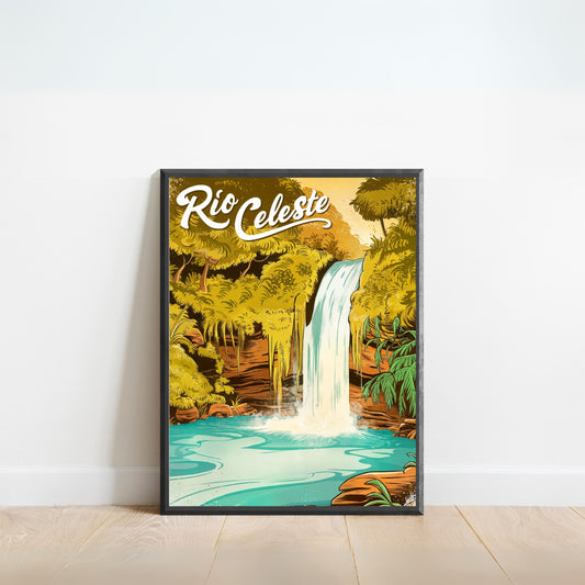 Rio Celeteste Vintage Travel Poster -  Enchanting Waters of Costa Rica