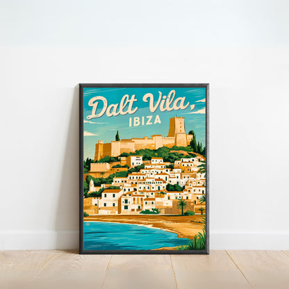 Dalt Vila Vintage Travel Poster - Historic Landmark of Ibiza