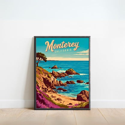 Monterey Vintage Travel Poster - California Relaxing Coastal Getaway