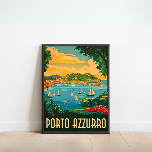 Porto Azzurro Vintage Travel Poster - Island by the Sea