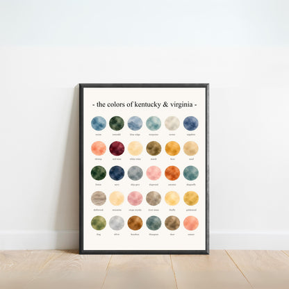 The Colors of  Kentucky & Virginia - Watercolor Print
