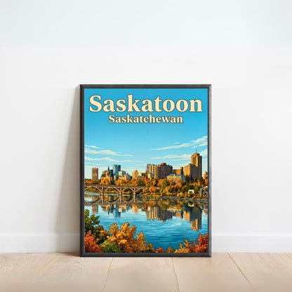 Saskatoon Vintage Travel Poster - Heart of Saskatchewan