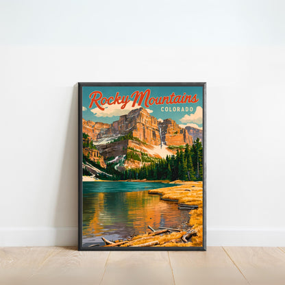 Rocky Mountains Vintage Travel Poster - Stunning Nature and Adventure
