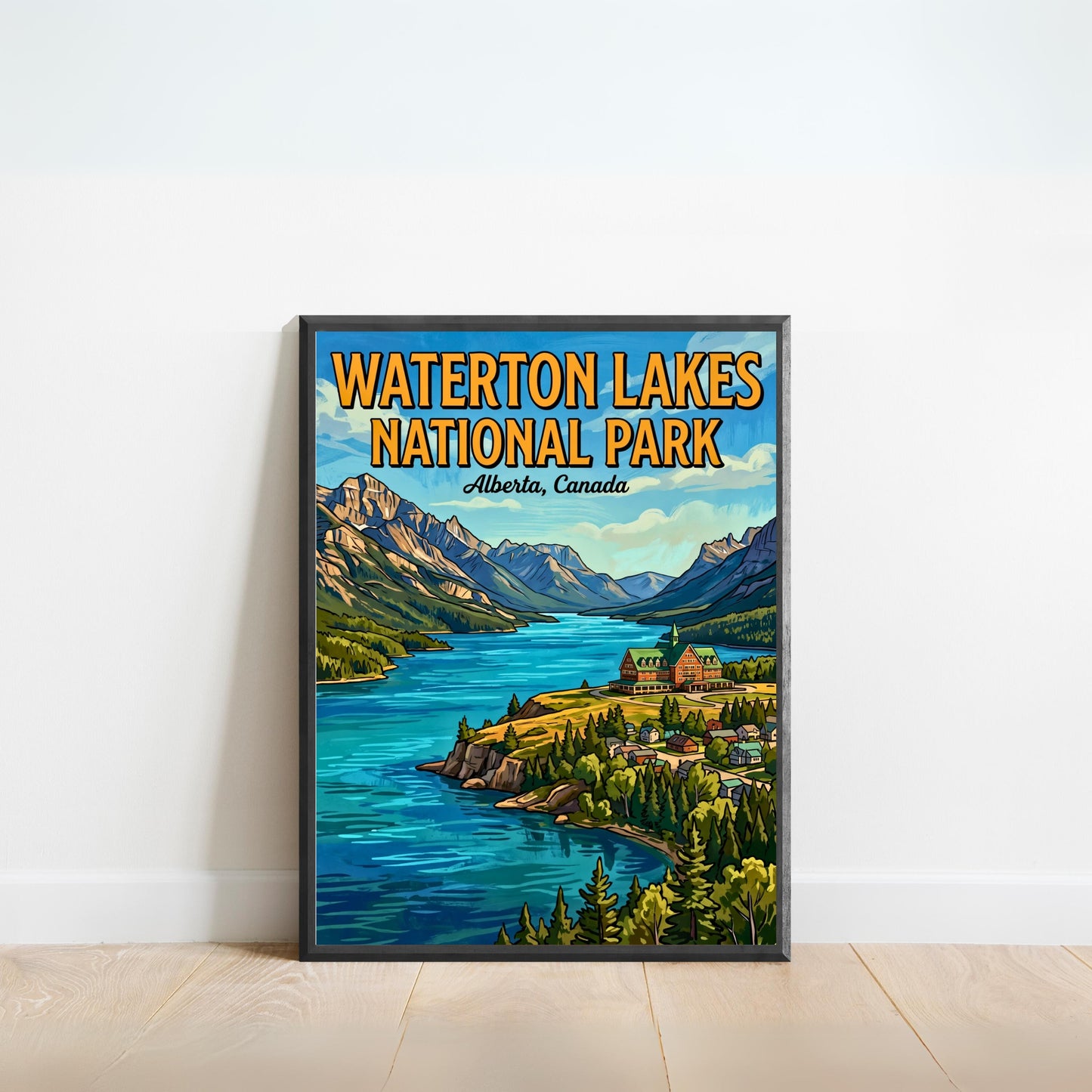Waterton Lakes National Park Vintage Travel Poster - Peaks, Lakes, and Quiet Trails