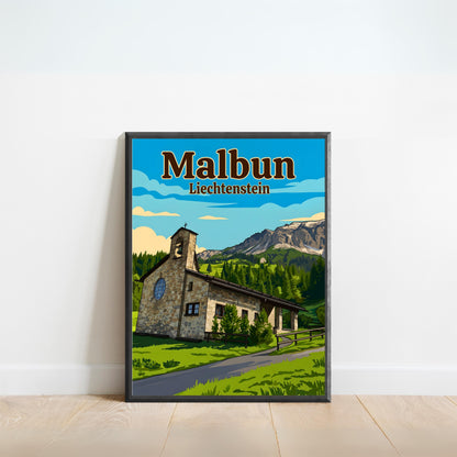 Malbun Vintage Travel Poster - Holiness in the Mountain