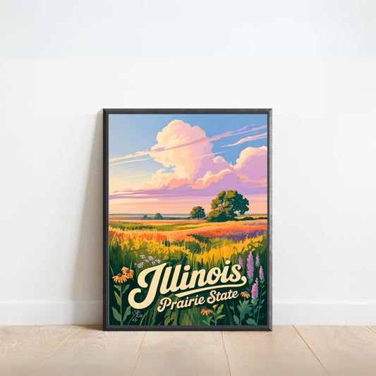 Illinois Vintage Travel Poster - Captivating Fields
