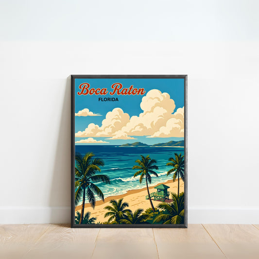 Boca Raton Vintage Travel Poster - Oceanfront Paradise
