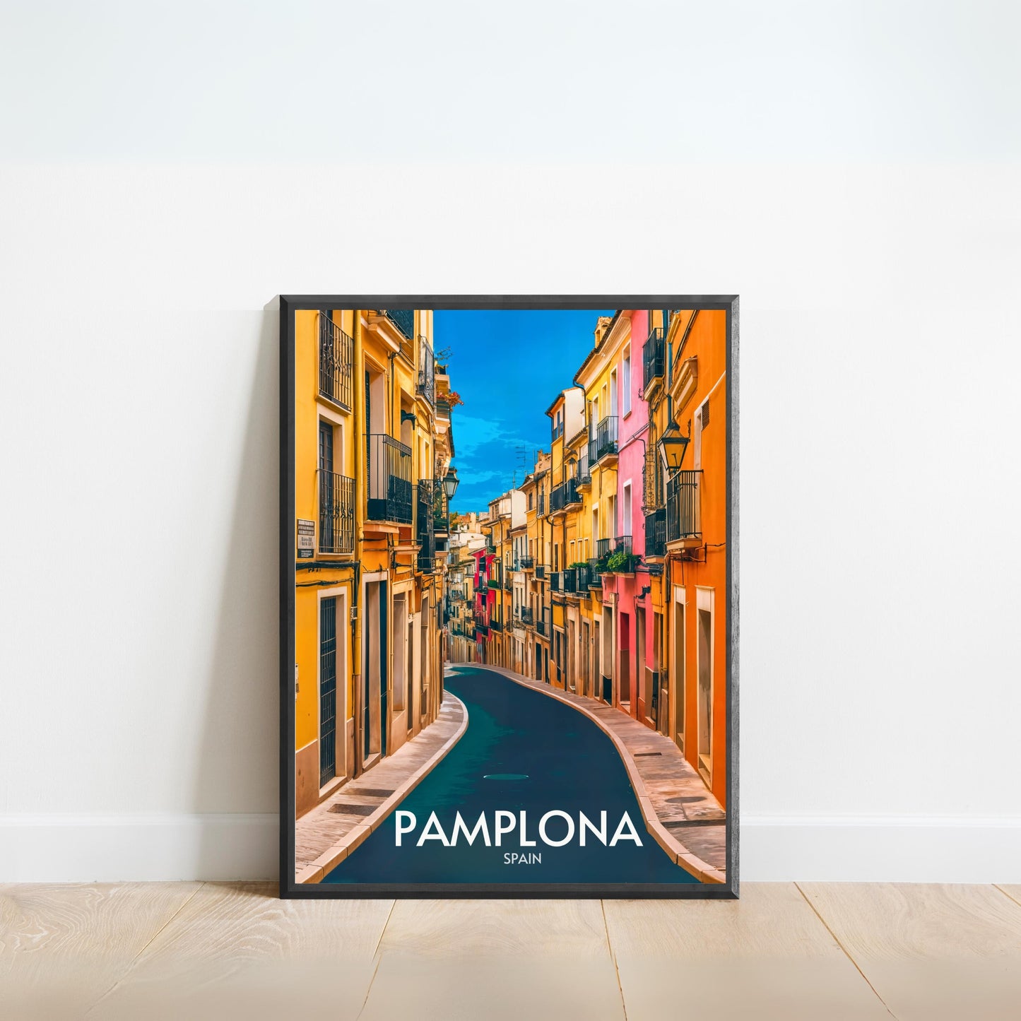 Pamplona Vintage Travel Poster - Charming Narrow Street