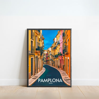 Pamplona Vintage Travel Poster - Charming Narrow Street