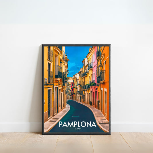 Pamplona Vintage Travel Poster - Charming Narrow Street