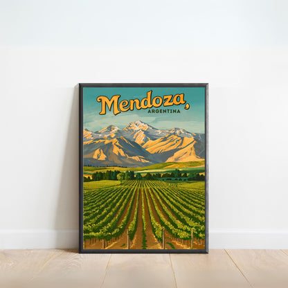 Mendoza Vintage Travel Poster - Captivating Winery View in Argentina