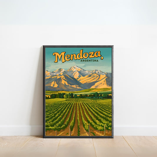 Mendoza Vintage Travel Poster - Captivating Winery View in Argentina