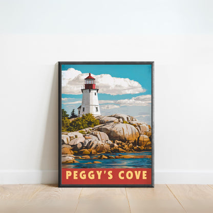 Peggy’s Cove Vintage Travel Poster - Captivating Coastal Calm Canada
