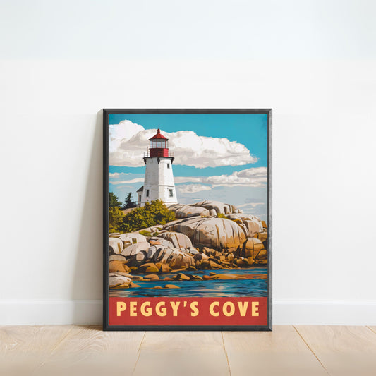 Peggy’s Cove Vintage Travel Poster - Captivating Coastal Calm Canada