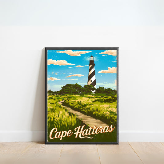 Cape Hatteras Vintage Travel Poster