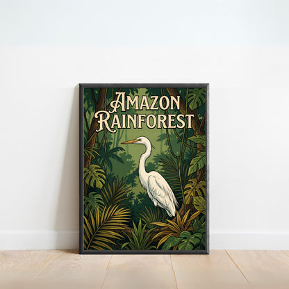 Amazon Rainforest Vintage Travel Poster