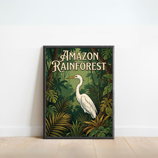 Amazon Rainforest Vintage Travel Poster