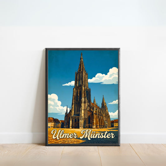 Ulmer Münster Vintage Travel Poster - Majesty in Stone