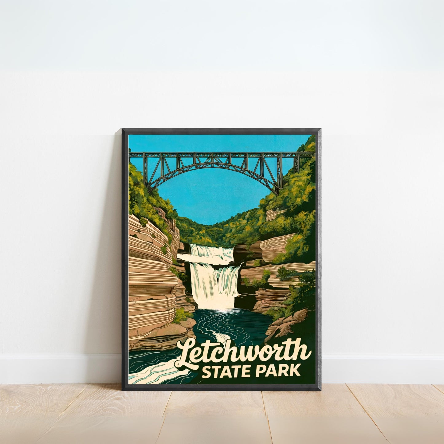Letchworth State Park Vintage Travel Poster - Captivating Waterfalls of New York