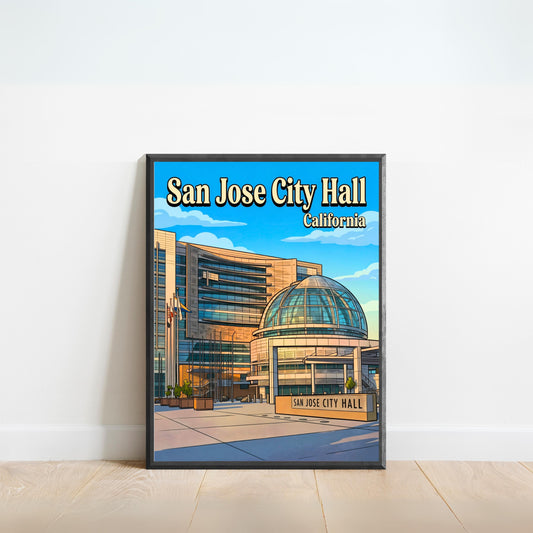 San Jose City Hall Vintage Travel Poster - California