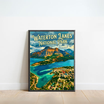 Waterton Lakes National Park Vintage Travel Poster - Crown of Southern Alberta