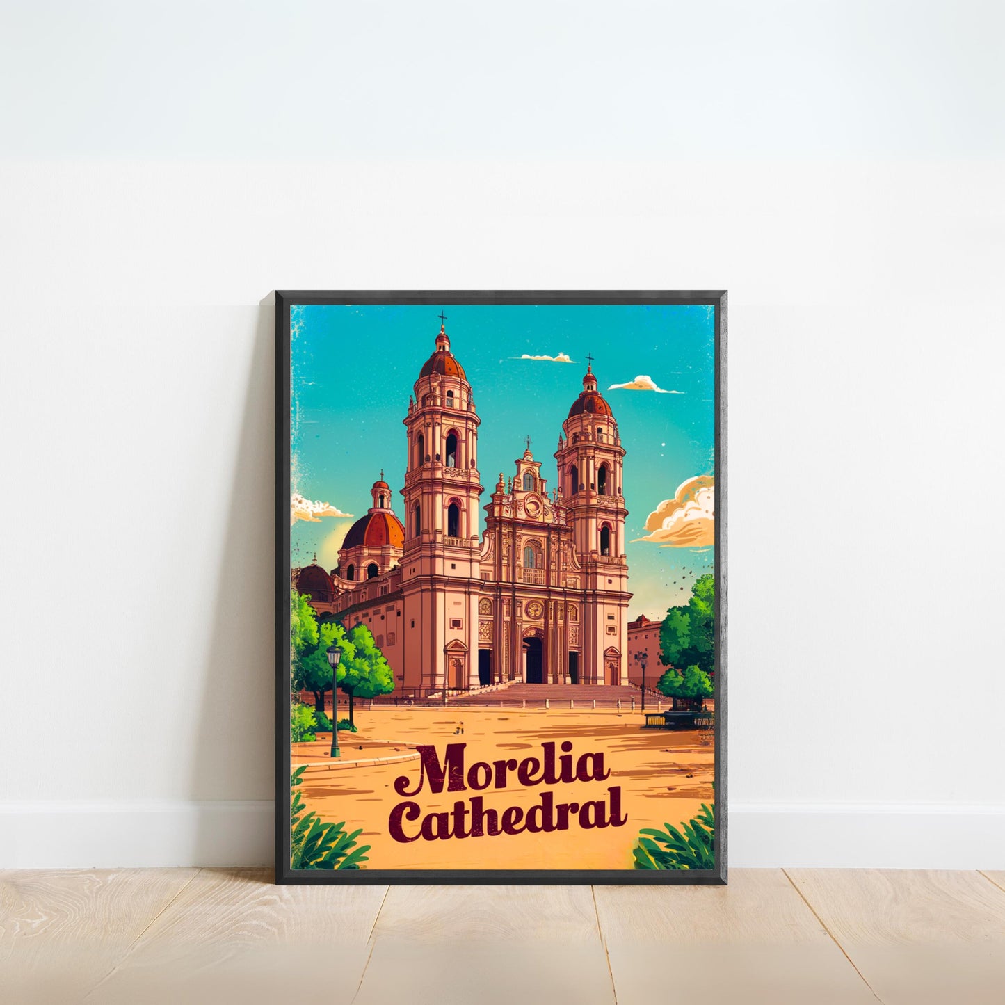 Morelia Cathedral Vintage Travel Poster