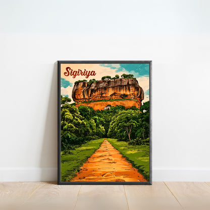 Sigiriya Vintage Travel Poster - The Lion Rock Fortress of Sri Lanka