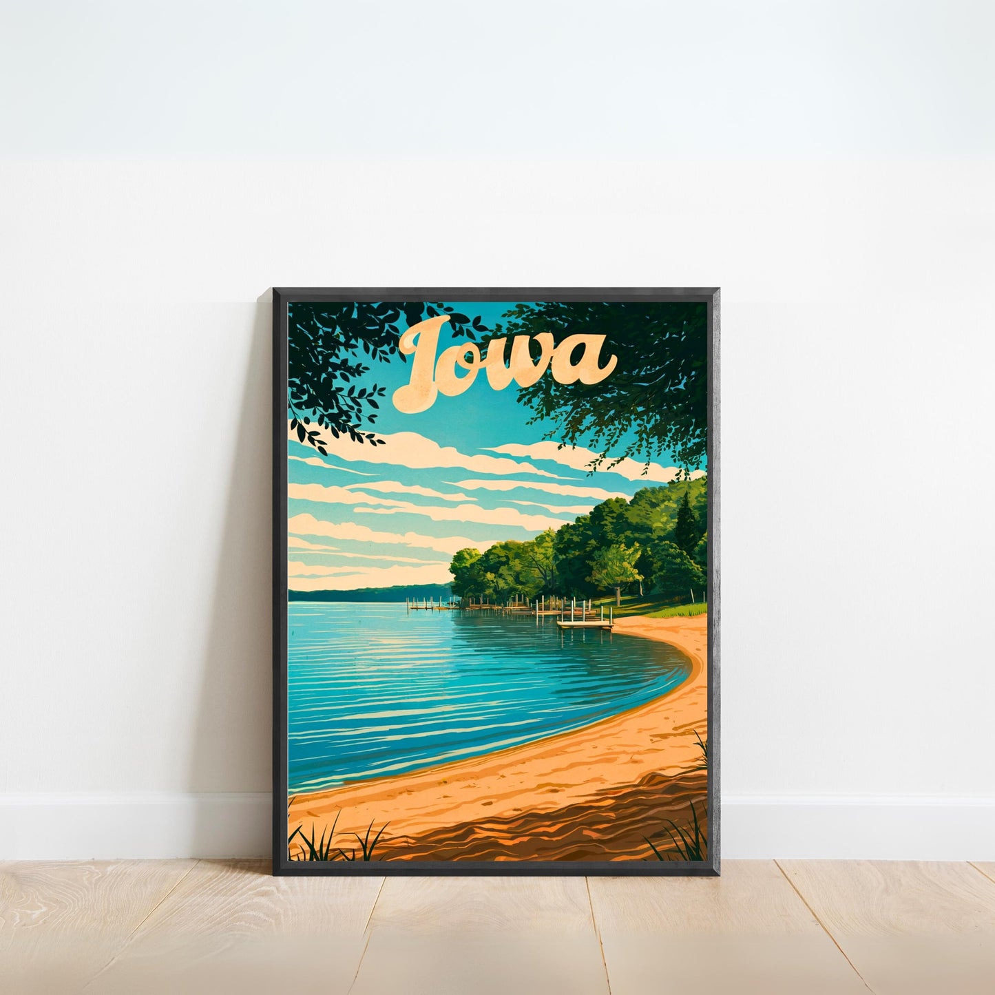 Iowa Vintage Travel Poster  - Lakeside Gem Spirit Lake