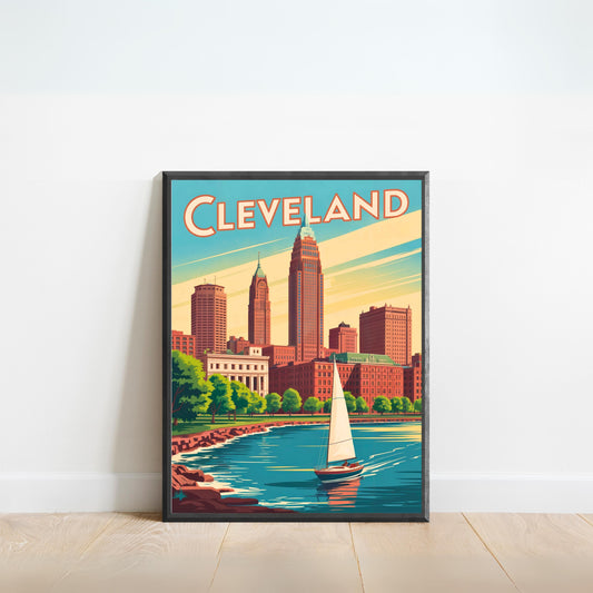 Cleveland Vintage Travel Poster - Lake Erie