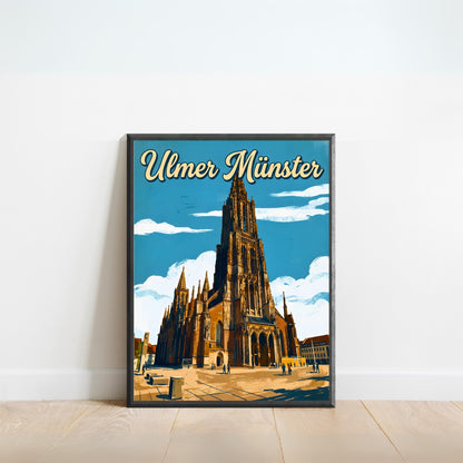 Ulmer Münster Vintage Travel Poster