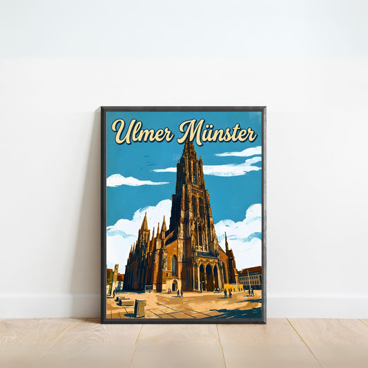 Ulmer Münster Vintage Travel Poster