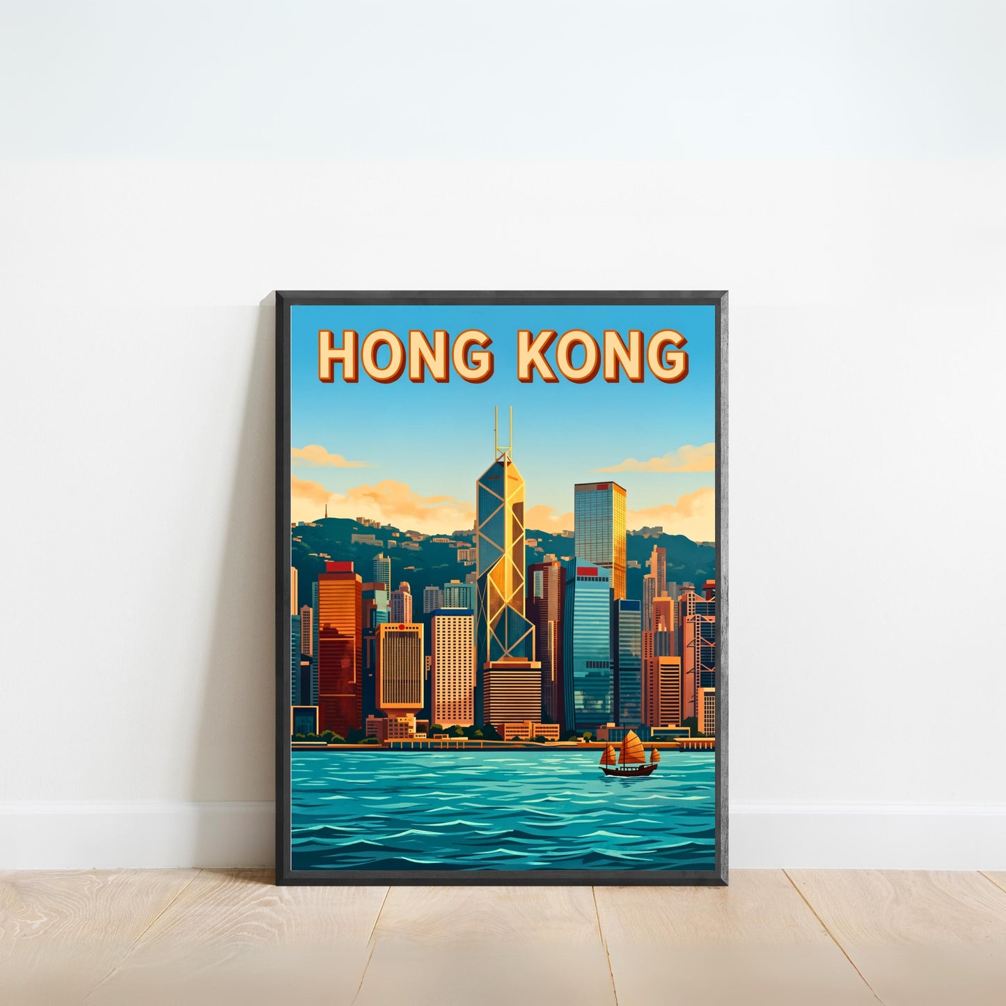 Hong Kong Vintage Travel Poster - Harbour View