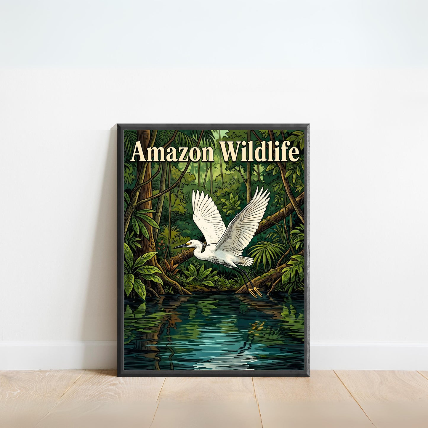 Amazon Exotic Wildlife Vintage Travel Poster