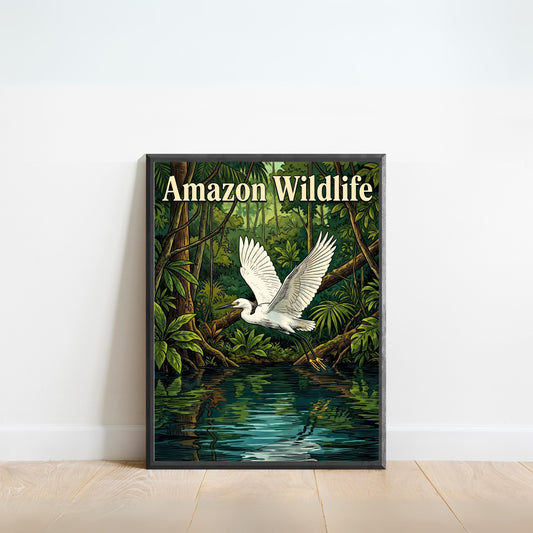 Amazon Exotic Wildlife Vintage Travel Poster