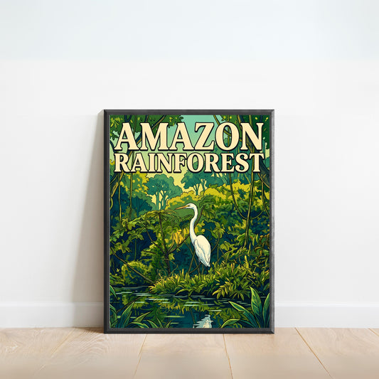 Amazon Rainforest Vintage Travel Poster- Captivating Nature Calmness