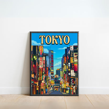 Tokyo Vintage Travel Poster - Before Dark Street View