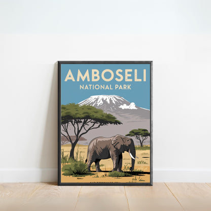 Amboseli National Park Vintage Travel Poster - Majestic Landscapes