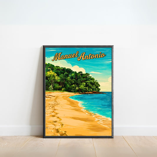 Manuel Antonio Vintage Travel Poster - Captivating Serene Beach, Costa Rica