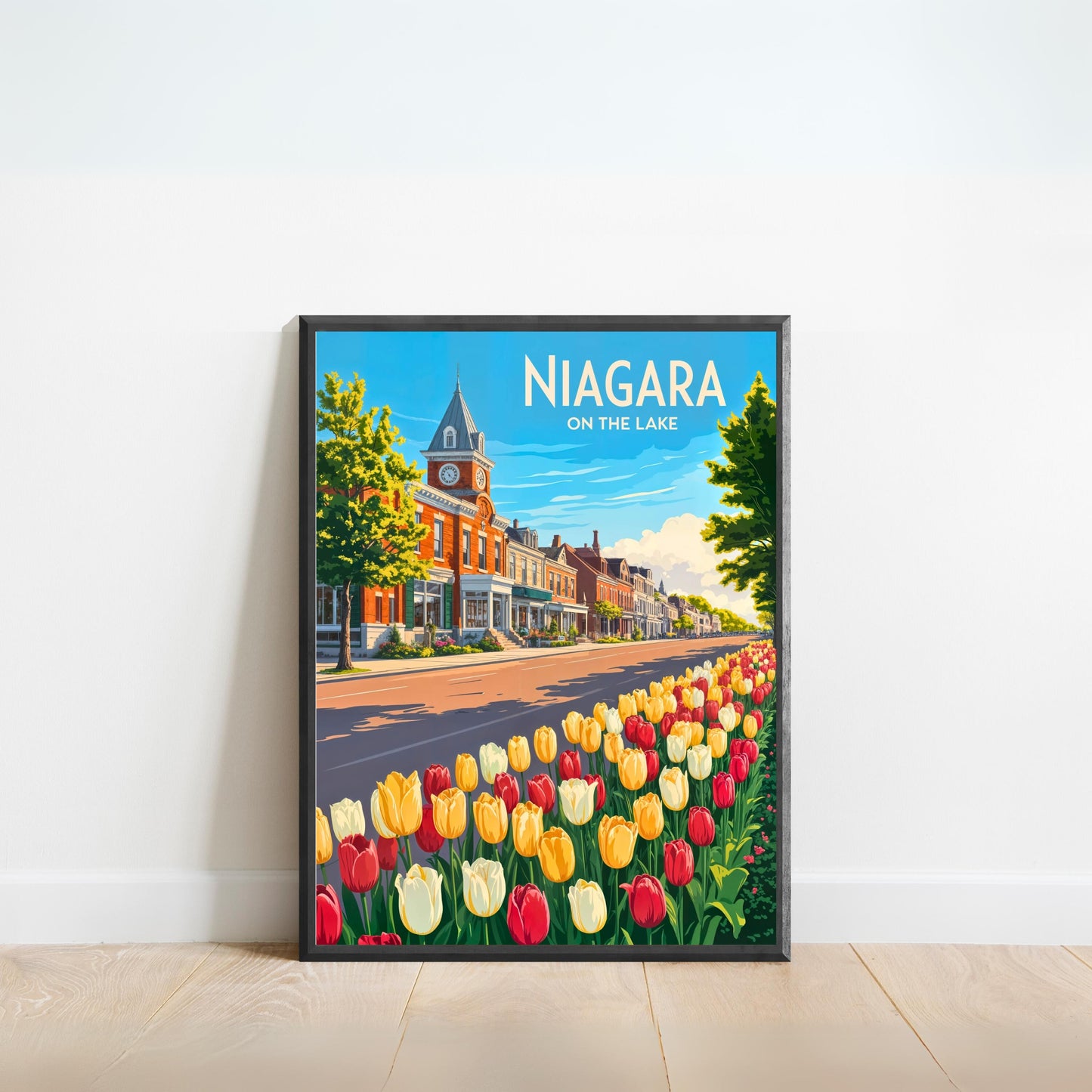 Niagara-on-the-Lake Vintage Travel Poster - Floral Charm of Queen Street