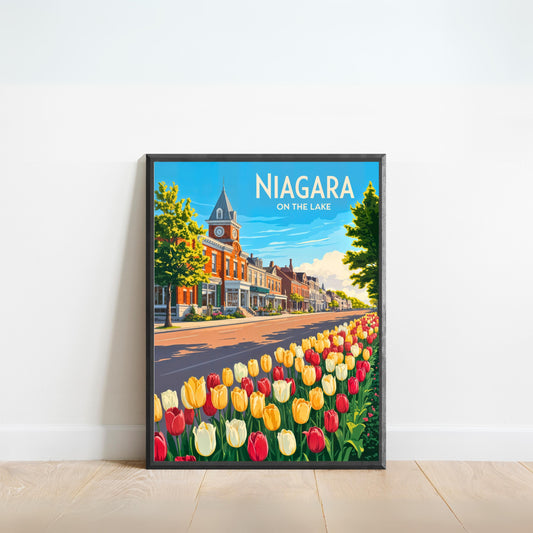 Niagara-on-the-Lake Vintage Travel Poster - Floral Charm of Queen Street