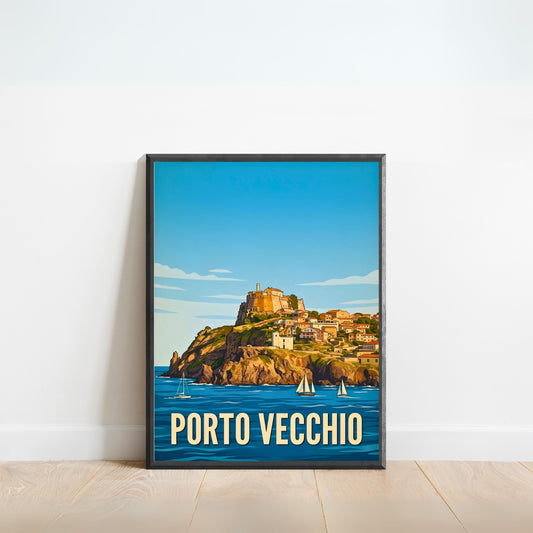 Porto Vecchio Vintage Travel Poster - Mediterranean Haven