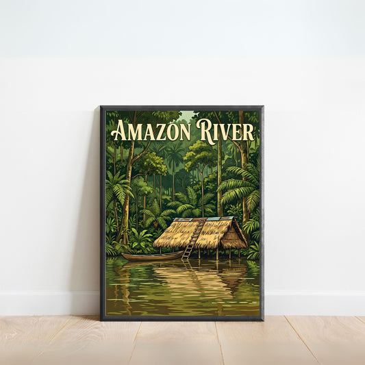 Amazon River Vintage Travel Poster - Jungle Living