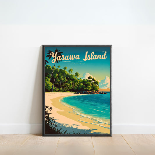 Yasawa Island Vintage Travel Poster - Stunning Island View an Archipelago in Fiji