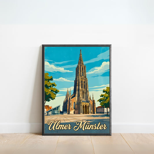 Ulmer Münster Vintage Travel Poster - The Pride of Ulm