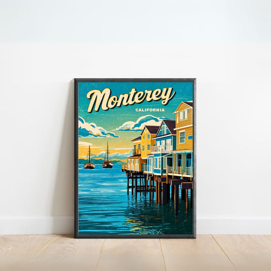 Monterey Vintage Travel Poster - California Charming Seaside Homes
