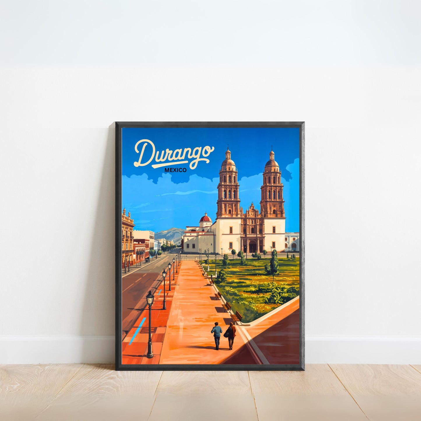 Durango, Mexico Vintage Travel Poster - Timeless Cathedral Views
