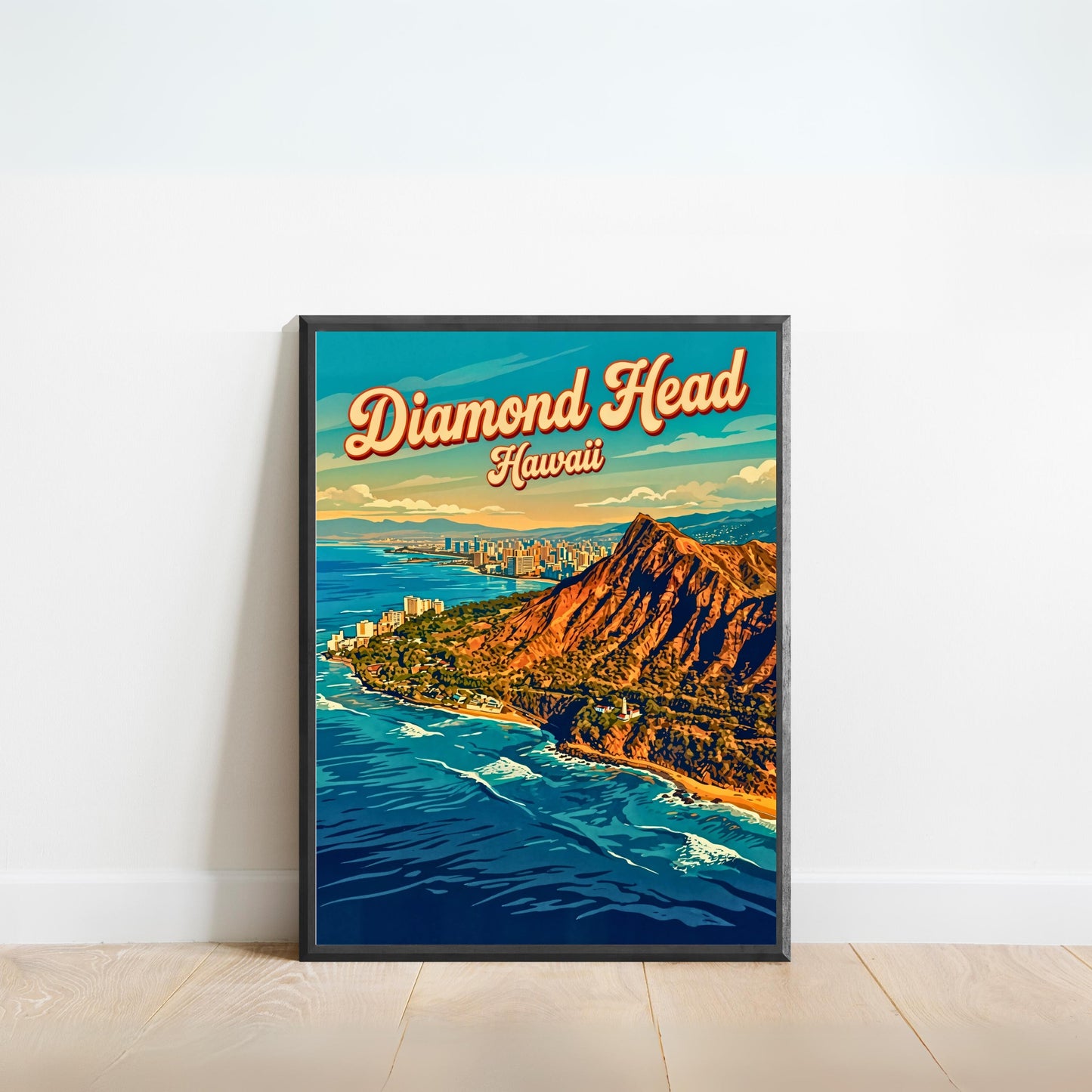 The Iconic Diamond Head Vintage Travel Poster