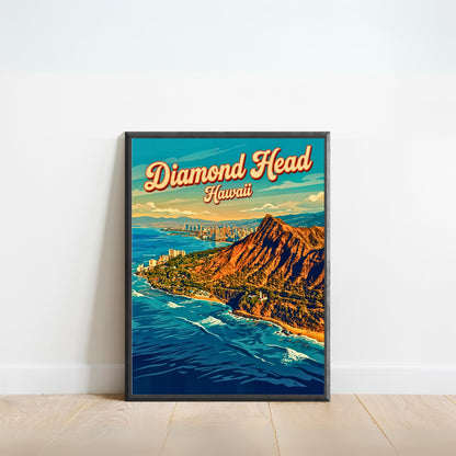 The Iconic Diamond Head Vintage Travel Poster