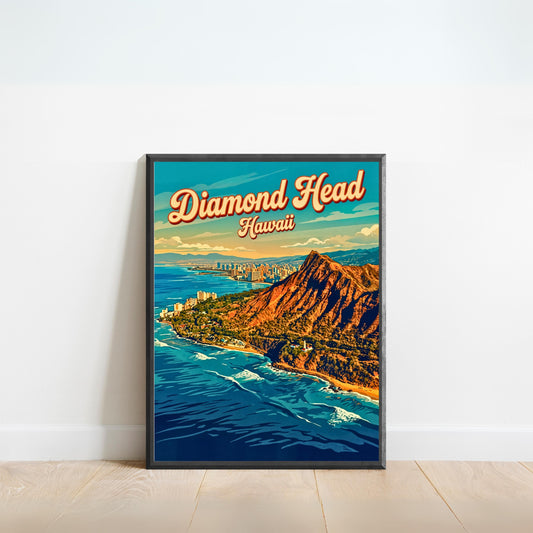 The Iconic Diamond Head Vintage Travel Poster